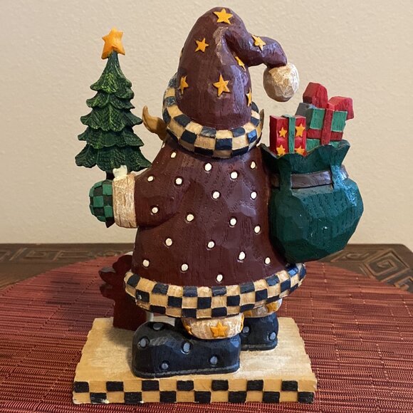 Uniquely Dressed Santa Holding His Bag w/Presents & Mini Tree - Picture 3 of 10